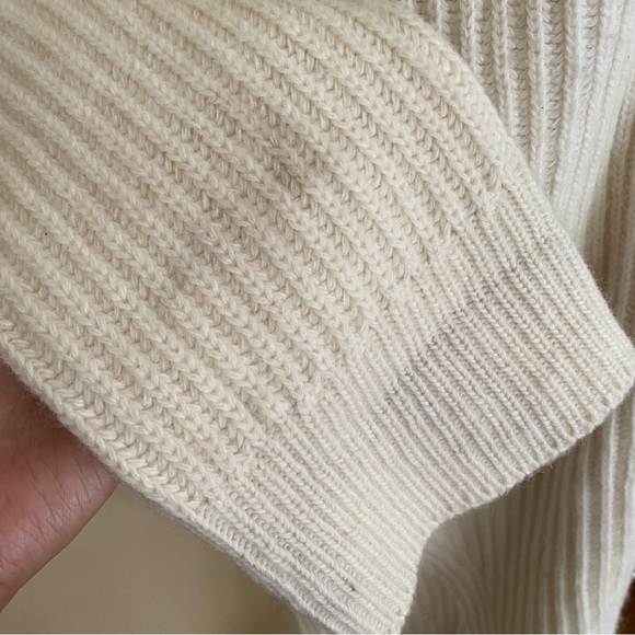 GANNI Wool Blend Rib Knit Ivory Long Cardigan - Picture 6 of 12